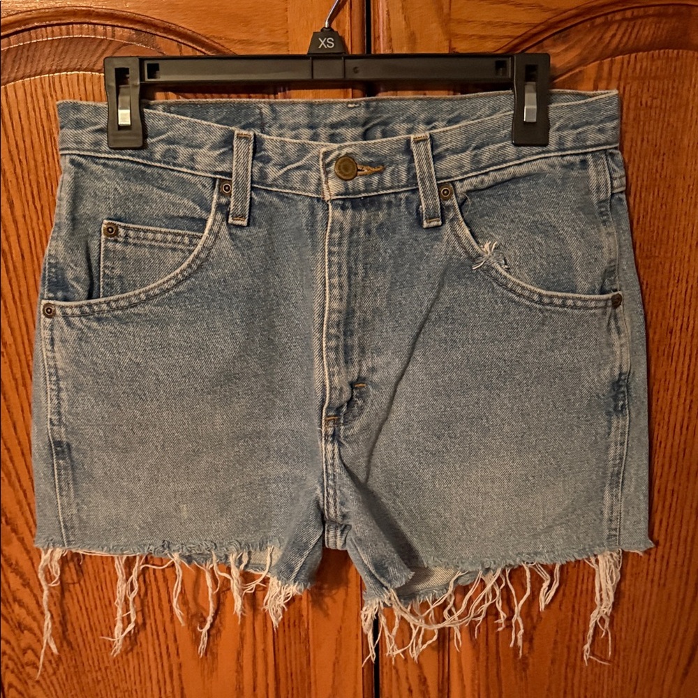 Wrangler Light Blue Frayed Jean Shorts
